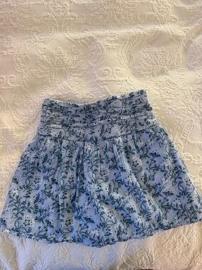 abercrombie kids Light Blue Floral Smocked Skater Skirt